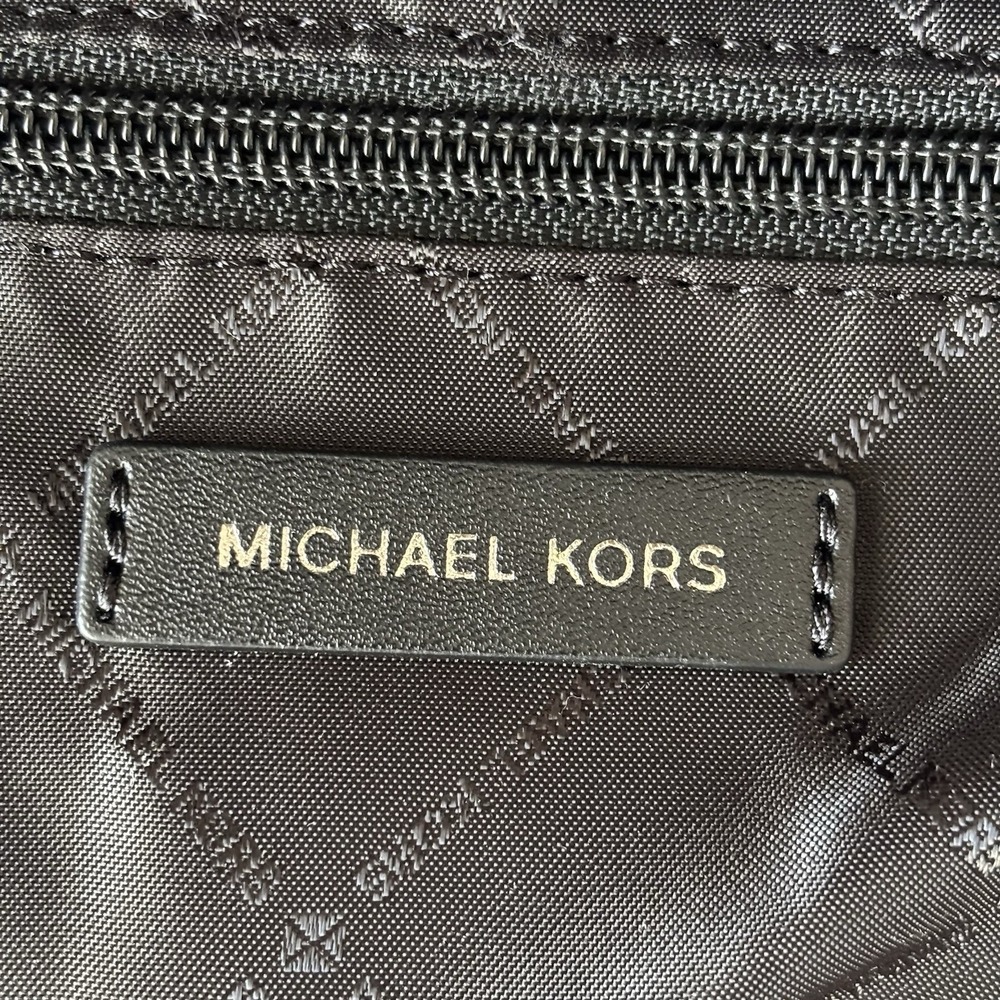 Michael Kors Manhattan Black Medium Leather Unique Satchel Neon Colors Crossbody - Picture 10 of 16